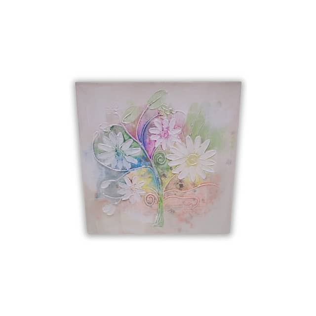 Textured Floral Canvas Painting — 30x30 Acrylic Daisies 0