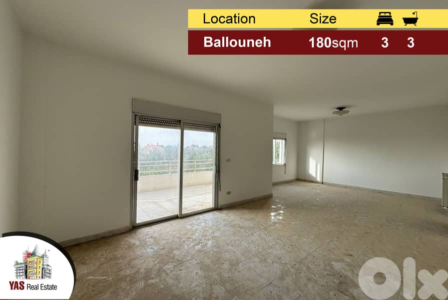 Ballouneh 180m2 | Private Street | Open View | Catch | AC | 0