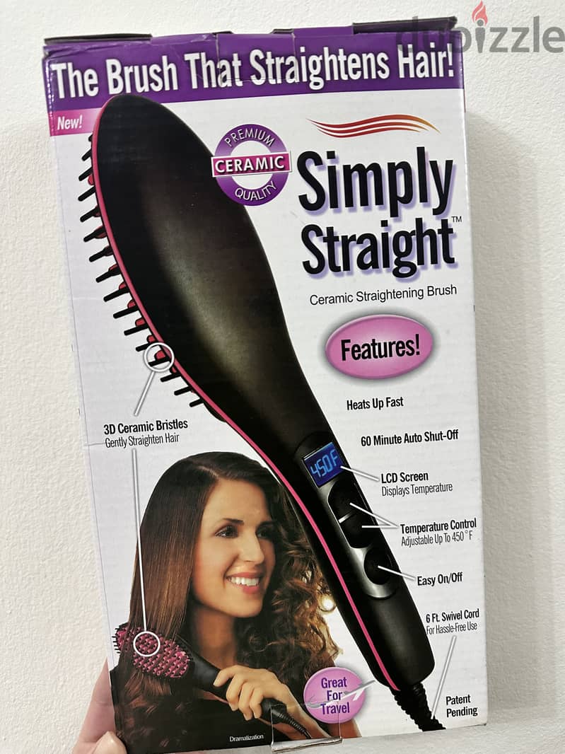 Simply Straight Ceramic Hair Straightening Brush, As Seen On TV 0