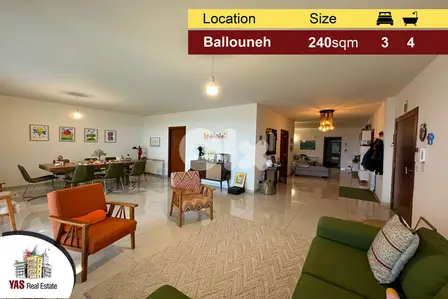 Ballouneh 240m2 | 150m2 Terrace | Sea View | Upgraded | Unique Propert