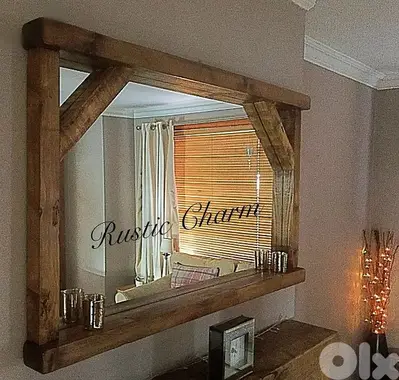 wood mirror vintage style 180x80 مراية خشب قديم