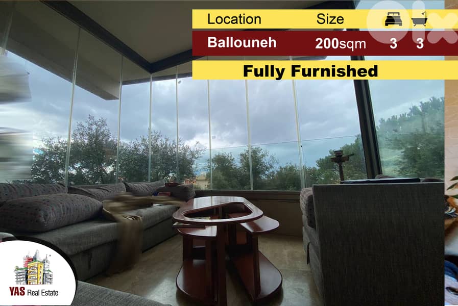 Ballouneh 200m2 | 200m2 Terrace | Furnished | Open View | Catch | EL | 0