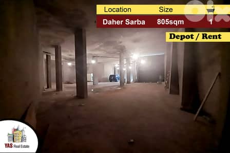 Daher Sarba 805m2 | Depot for Rent | Prime Location | IV |