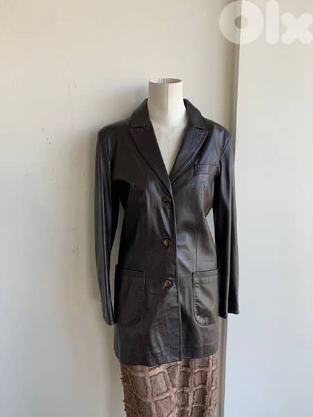 •Douglas chocolate brown genuine lamb leather coat made in Italy 0