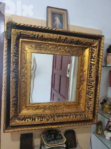 mirror frame decorated with engraving word 0