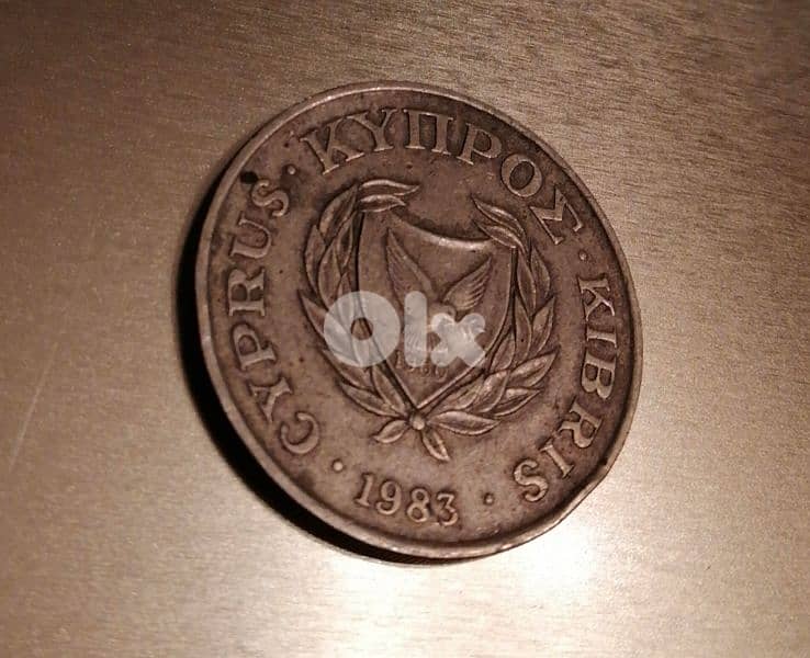 Cyprus 20 cents 1983 old coin 0