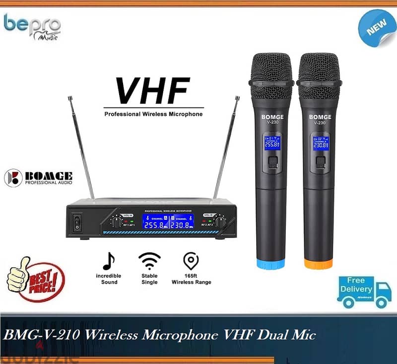 BMG V210 Wireless Microphone System,Mic wireless,karaoke mic,wireless 0