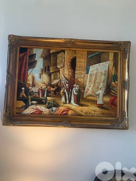 لوحة زيتية راقية /رسم عربي عراقي أصيل/ طابع عربي قديم 1