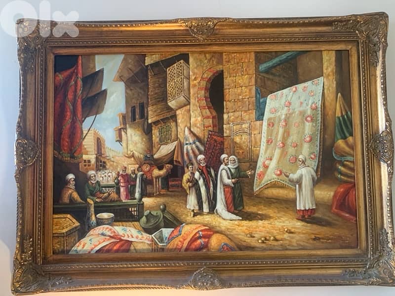 لوحة زيتية راقية /رسم عربي عراقي أصيل/ طابع عربي قديم 2