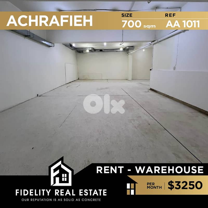 Warehouse for rent in Achrafieh AA1011 0