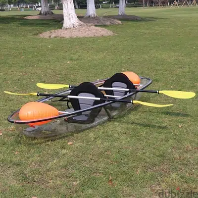 2 Person Deluxe Clear Kayak Boat with seats and paddles.