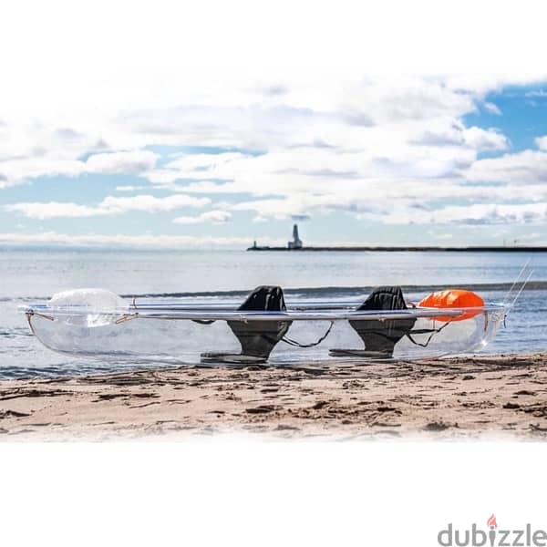 2 Person Deluxe Clear Kayak Boat with seats and paddles. 1