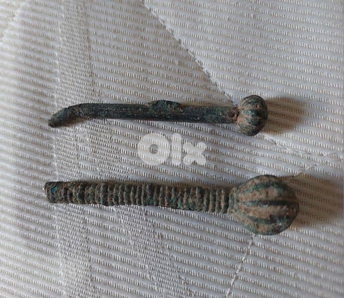 two ancient Roman Arrow head bronze used in battles the 3rd century AD 0