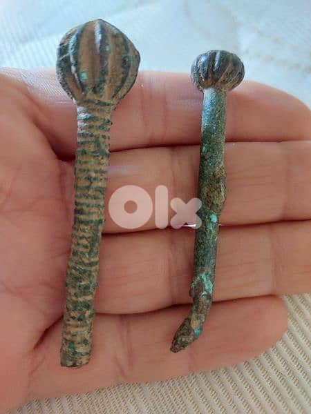 two ancient Roman Arrow head bronze used in battles the 3rd century AD 1