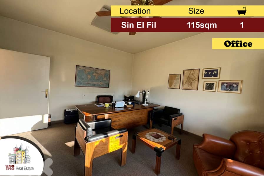 Sin El Fil 115m2 |Office | Ultra prime Location | Well Maintained \ MY 0