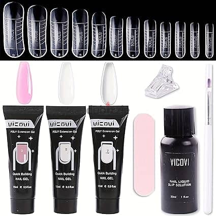 Poly Gel Nail Kit - 3 Colors Poly Gel Poly Nail Gel Kit with Nail Form 0