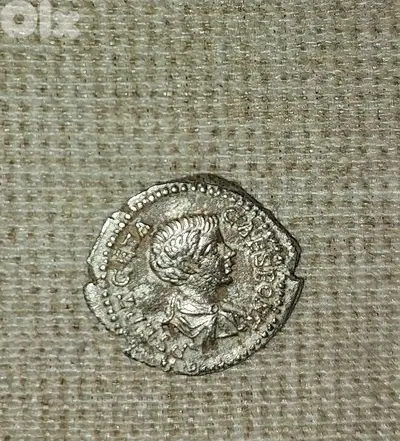 Geta Ancient Roman Ceaser Silver Coin Denarius year  212 AD.
