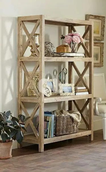 bookshelf rustic wood boho style