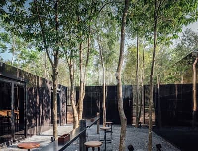 Open space office with garden corporate high standard building