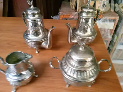 طقم ابريق شاي مغربي نحاس مفضض