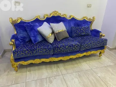 طقم كنبايات مصري حفر خشب زان ملبس ورق دهب