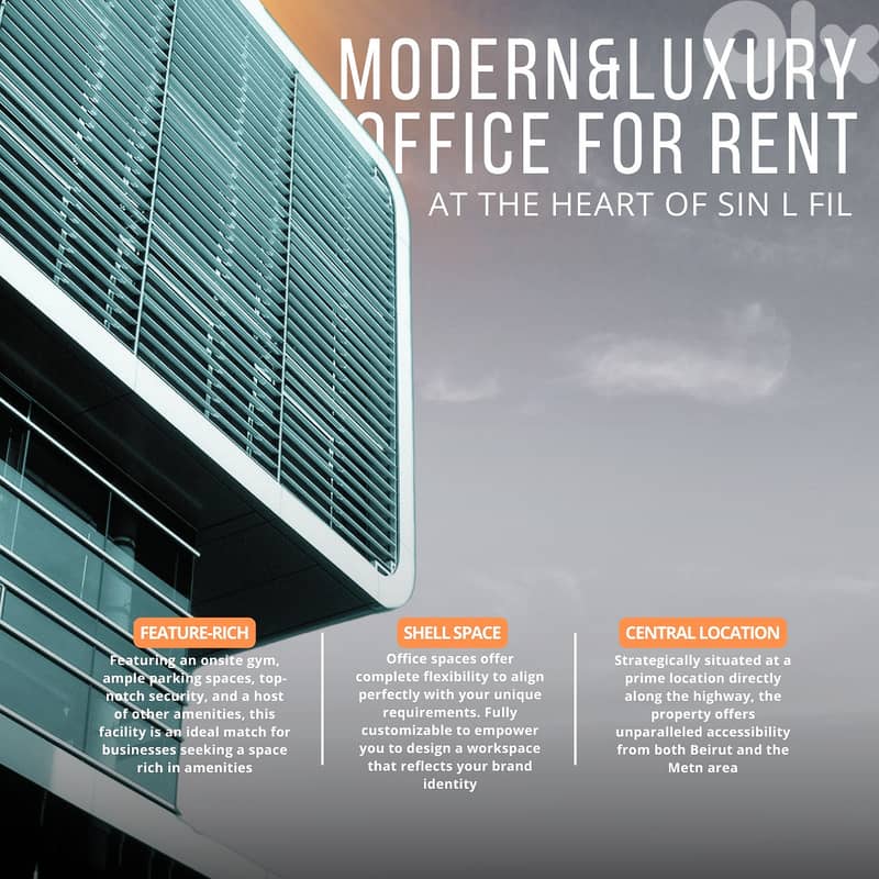 RAO26-4793 550m office for rent in Sin l Fil , $ 5500 cash 0