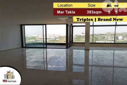 Mar Takla 393m2 | 40m2 Terrace | Triplex | Brand New | Amazing View |P