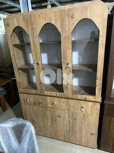 فاترينة مطبخ طابقين دوبل 120 سم كلا ملبسة من برا وجوا مع ظهر ملبس ابيض