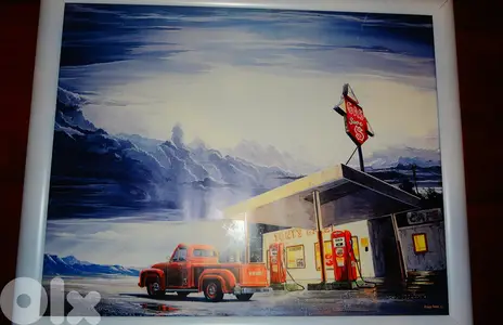 Vintage gas station photo + frame 50*40