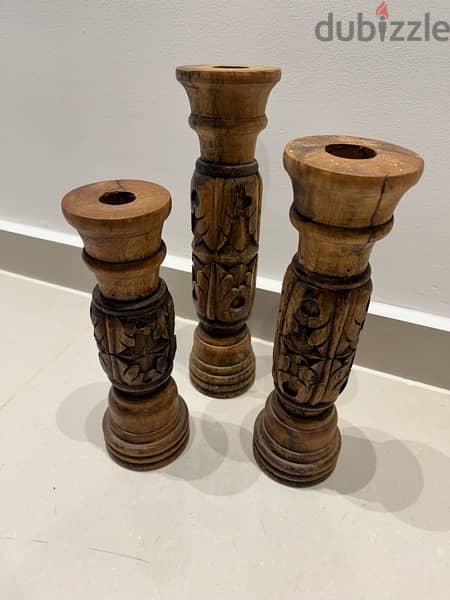 set of 3  unique pieces carved decorative candle imported from Bali 0