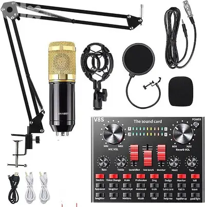 sound card v8s with microphone and stand
