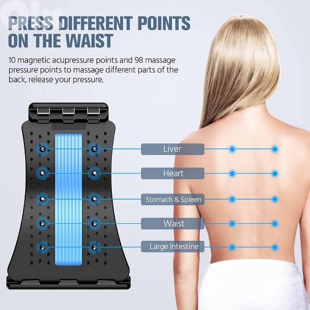 Back Stretcher for Pain Relief, 10 Magnets, 3-Level Adjustable 1
