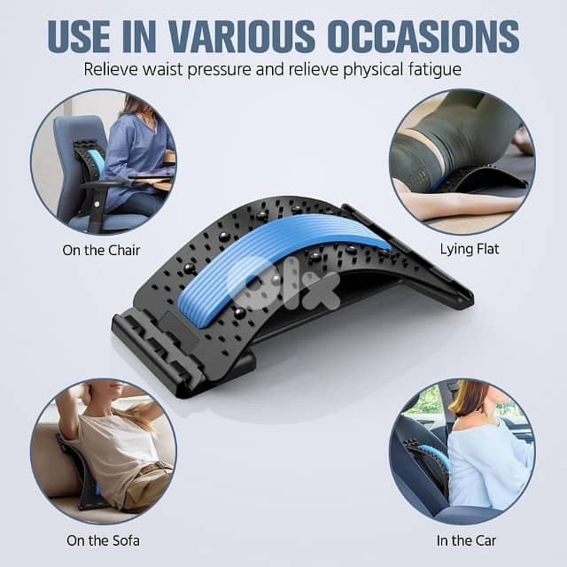 Back Stretcher for Pain Relief, 10 Magnets, 3-Level Adjustable 3