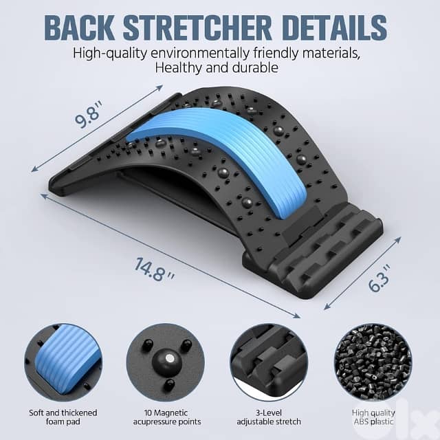 Back Stretcher for Pain Relief, 10 Magnets, 3-Level Adjustable 4