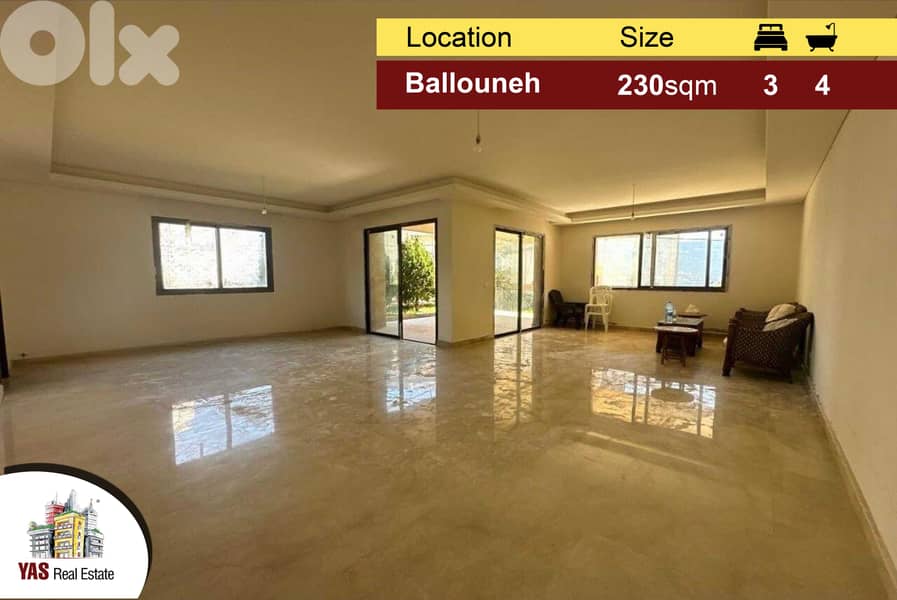 Ballouneh 230m2 | 130m2 Garden | New | Private Street | Luxuious | MY 0