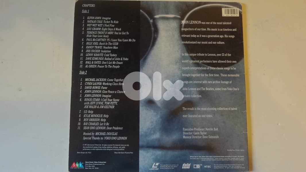 A tribute to John Lenon by the The World's Greatest Artists Laserdisc 1