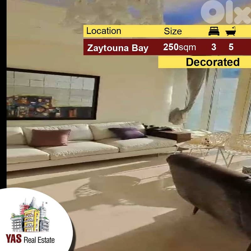 Zaitouna bay 250m2 | Decorated | Super Deluxe | Prime Location | PA | 0