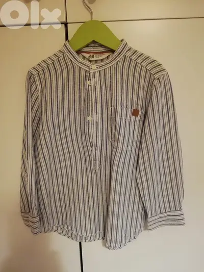 H & M Blue striped Linen shirt
