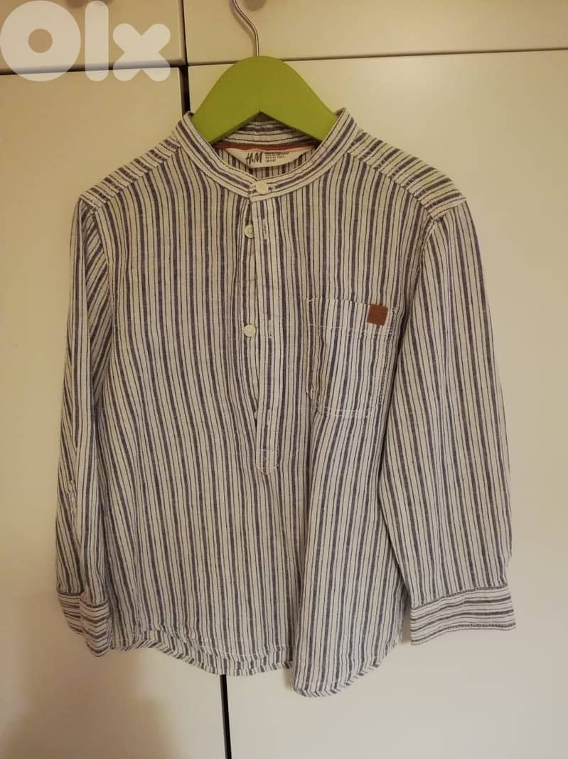 H & M Blue striped Linen shirt 0