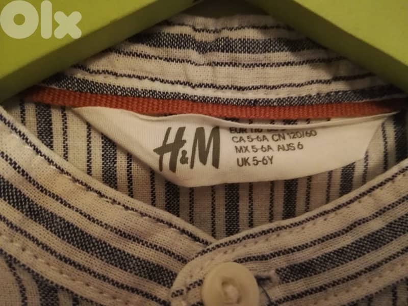 H & M Blue striped Linen shirt 1
