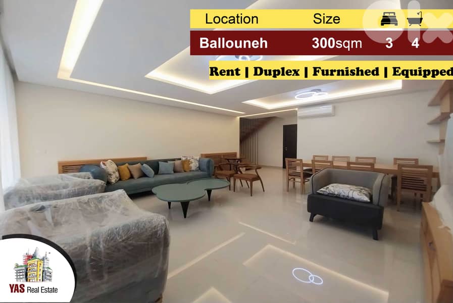 Ballouneh 300m2 | Rent | Duplex | Gated Community |Furnished | IV KE | 0