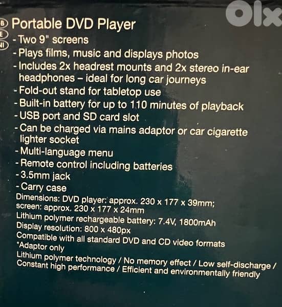 Silvercrest portable car dvd player 9 inch 5