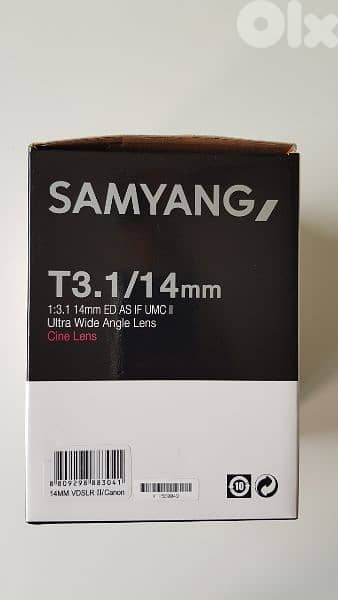 SAMYANG Cine Lenses T 3.1 / 14 mm VD SLR II CANON 6