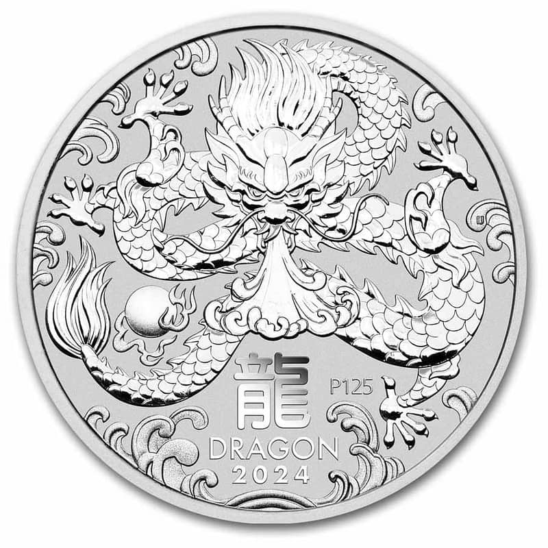 2024 AUS 1 oz Silver Coin - Lunar Dragon BU SIII (PCGS First Strike) 0