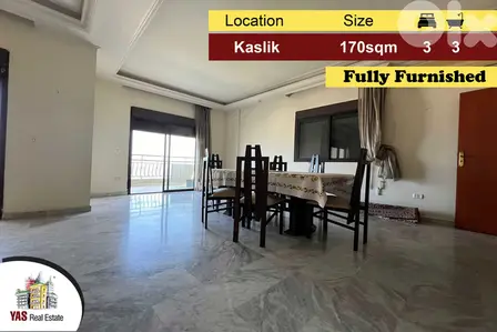 Kaslik 170m2 | Panoramic View | Furnished | Private Street | EH |