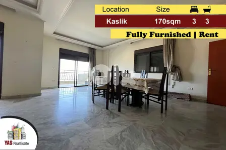 Kaslik 170m2 | Rent | Panoramic View | Furnished | Private Street | EH