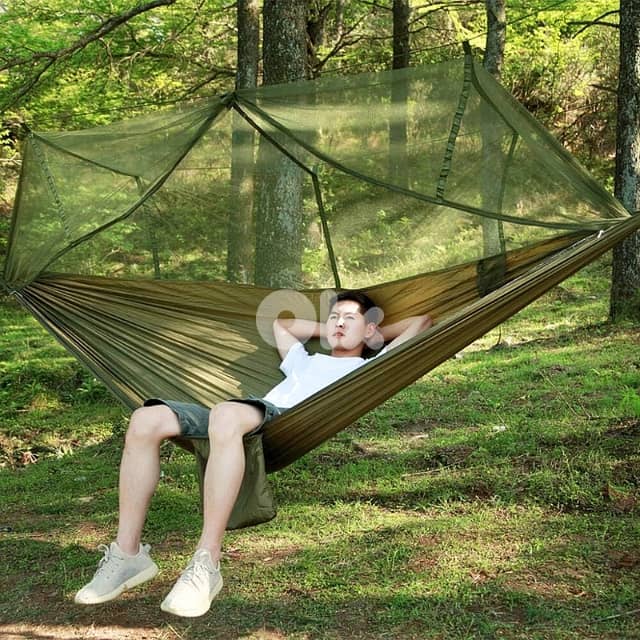 Outdoor Sleeping Hammock with Mosquito Netting, Green, 200Kg 0