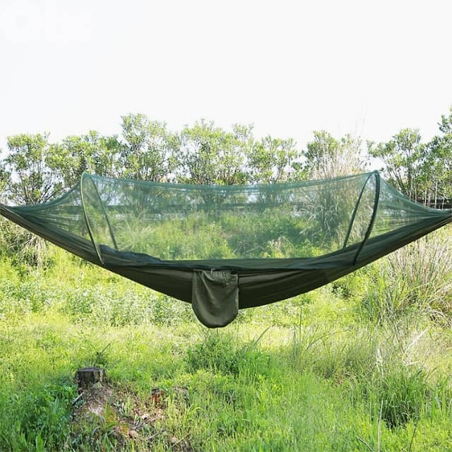 Outdoor Sleeping Hammock with Mosquito Netting, Green, 200Kg 1