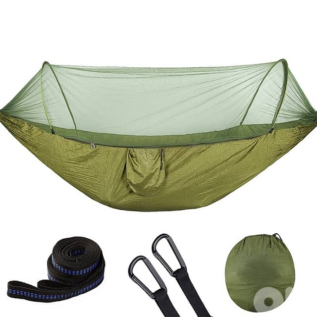 Outdoor Sleeping Hammock with Mosquito Netting, Green, 200Kg 2