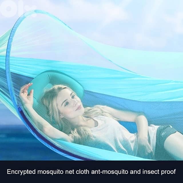 Outdoor Sleeping Hammock with Mosquito Netting, Green, 200Kg 6